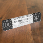 歯科医院-灰色の大理石、黒及び銀 デスクネームプレート (側面)