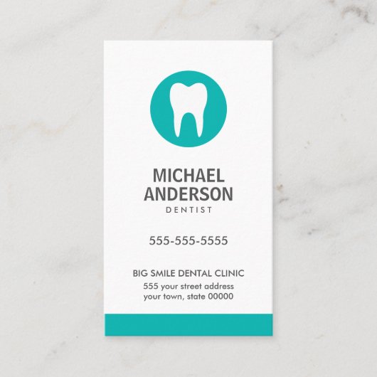歯科医院/補助モダンティール（緑がかった色） 名刺 (正面)