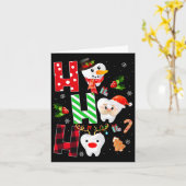 歯科医 クリスマス 楽しい 歯 歯科 プレゼント 赤い 格子縞 カード (黄色い花)