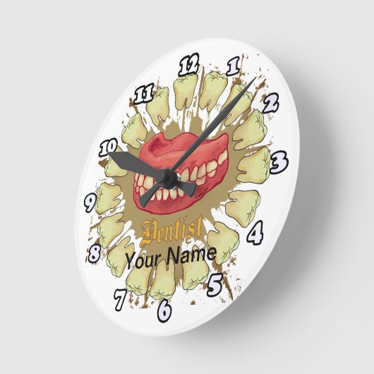 歯科医 ラウンド壁時計 (傾斜)