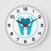 歯科医 |歯のハート ラージ壁時計 (正面)