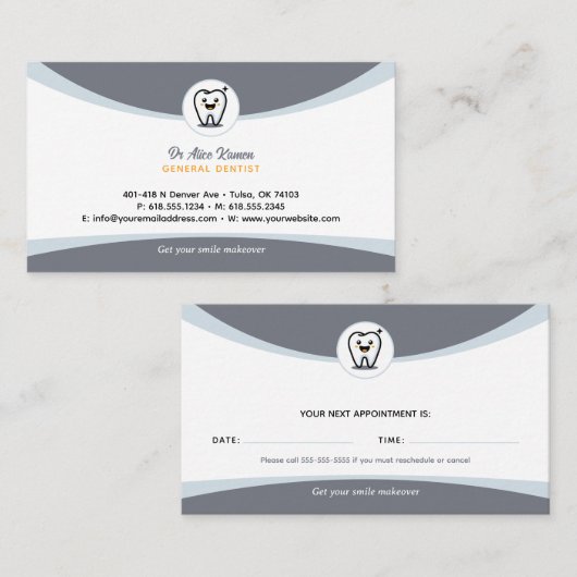 歯科医 | 歯科アポイントメントカード 名刺 (正面/裏面)