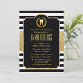 歯科医 歯科学校 卒業 現代 ストライプ 招待状 (スタンド正面)