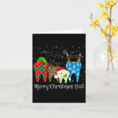 歯科医 歯 サンタ帽 ヒョウ柄 プラダ 歯科 メリー カード (黄色い花)