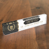 歯科医 – 黒、白、金ゴールド デスクネームプレート (側面)