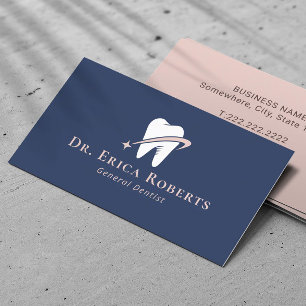 歯科医Bright ToothロゴNavy Blue Pink歯科 名刺