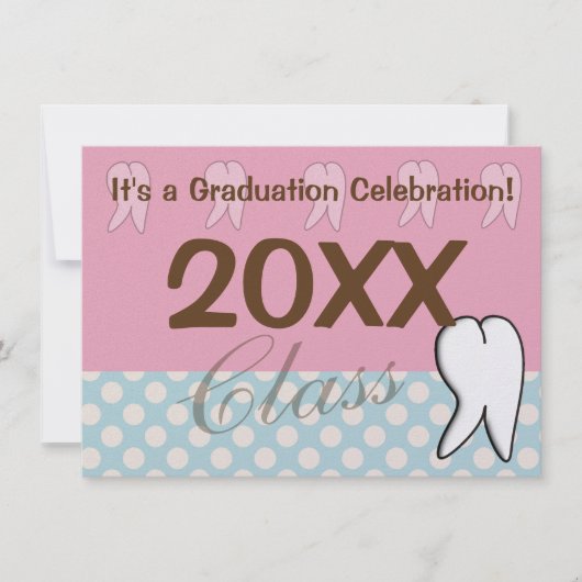歯科卒業おめでとう ピンクとブルー 招待状 (正面)