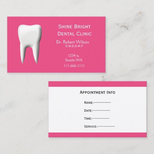 歯科名刺とアポイントメントカード 予約カード (正面/裏面)