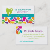 歯科名刺のかわいいキリンは青をからかいます 予約カード (正面/裏面)