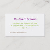 歯科名刺のかわいいハートの歯はページを一周します 予約カード (裏面)