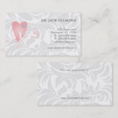 歯科名刺のダイヤモンドの歯のロゴのピンク3 予約カード (正面/裏面)