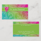 歯科名刺の歯のロゴの渦巻の葉のライム 予約カード (正面/裏面)