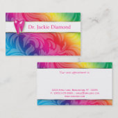 歯科名刺の歯のロゴの渦巻の葉の虹 予約カード (正面/裏面)