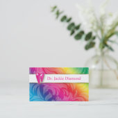 歯科名刺の歯のロゴの渦巻の葉の虹 予約カード (スタンド正面)