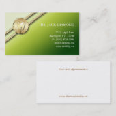 歯科名刺の歯のロゴの金ゴールドのストライプのライム 予約カード (正面/裏面)