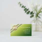 歯科名刺の歯のロゴの金ゴールドのストライプのライム 予約カード (スタンド正面)