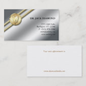 歯科名刺の歯のロゴの金ゴールドのストライプの銀 予約カード (正面/裏面)