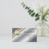 歯科名刺の歯のロゴの金ゴールドのストライプの銀 予約カード (スタンド正面)