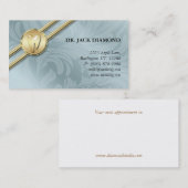 歯科名刺の歯のロゴの青い縞の葉 予約カード (正面/裏面)