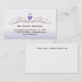 歯科名刺の渦巻の歯のロゴの紫色ブラウン 予約カード (正面/裏面)