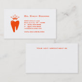 歯科名刺の王冠の歯のロゴのオレンジ 予約カード (正面/裏面)