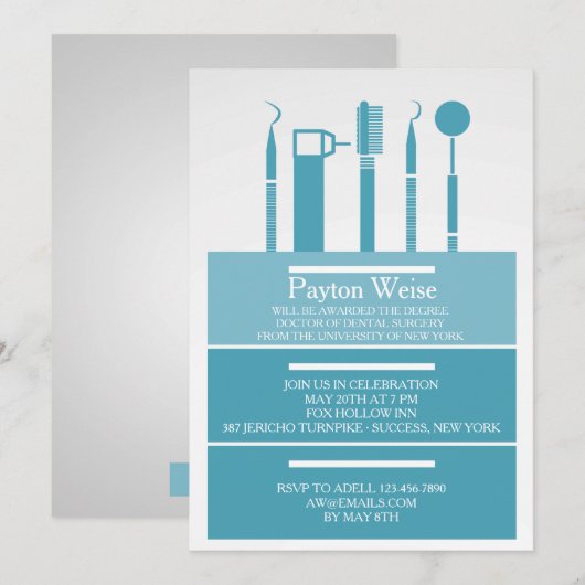 歯科器具卒業招待状 招待状 (正面/裏面)