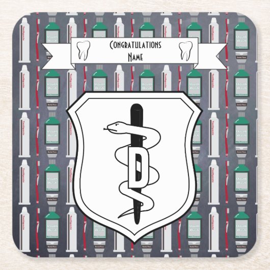 歯科大学院パーティー補給装置デコカスタムル スクエアペーパーコースター (正面)
