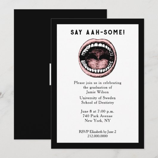歯科学校卒業招待状 招待状 (正面/裏面)