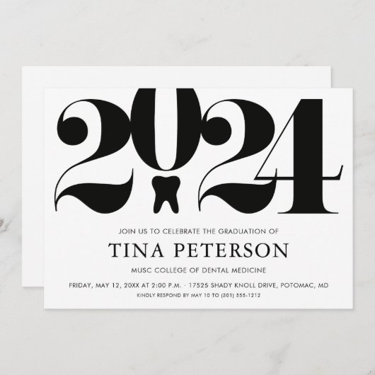 歯科学校卒業 招待状 (正面/裏面)