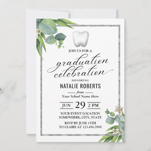 歯科学校観葉歯科用歯科医師卒業植物学 招待状 (正面)