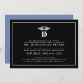 歯科専門職卒業│定年ブラック 招待状 (正面/裏面)