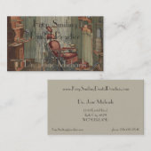 歯科手術室の水彩画のグワッシュのヴィンテージ 名刺 (正面/裏面)