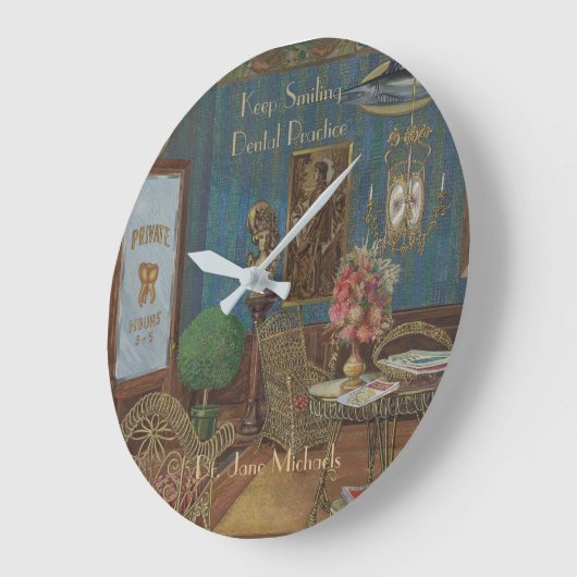 歯科控室の水彩画のグワッシュのヴィンテージ ラージ壁時計 (傾斜)