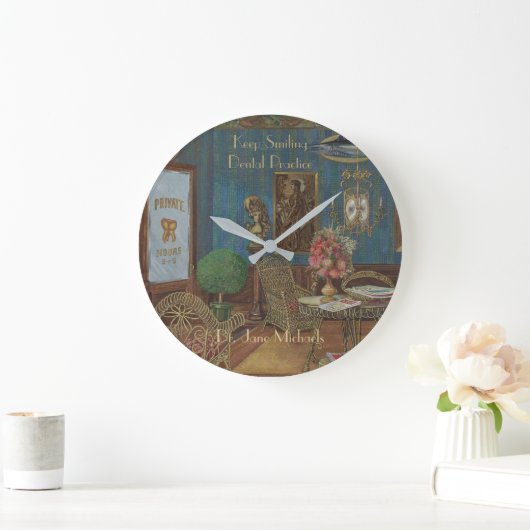 歯科控室の水彩画のグワッシュのヴィンテージ ラージ壁時計 (ホーム)