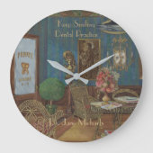 歯科控室の水彩画のグワッシュのヴィンテージ ラージ壁時計 (正面)