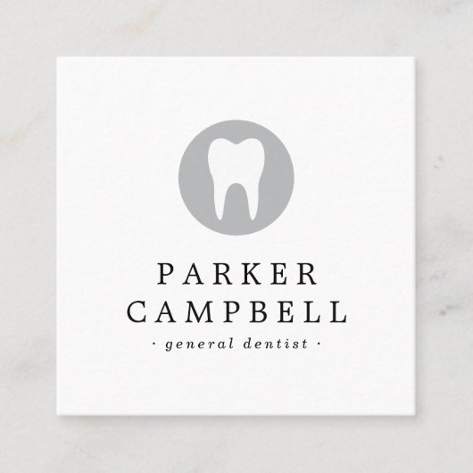 歯科歯のロゴエレガントミニマル白人 スクエア名刺 (正面)