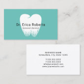 歯科歯のロゴミニマリストティール（緑がかった色）デンタルケア 名刺 (正面/裏面)