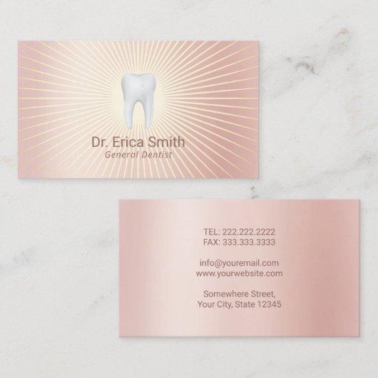 歯科歯のロゴモダンバラ金ゴールドデンタルケア 名刺 (正面/裏面)