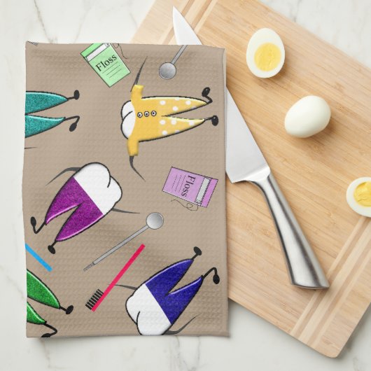 歯科歯の人々 キッチンタオル (四つ折り)