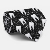 歯科歯型黒フェイクグリッター ネクタイ (ロール)