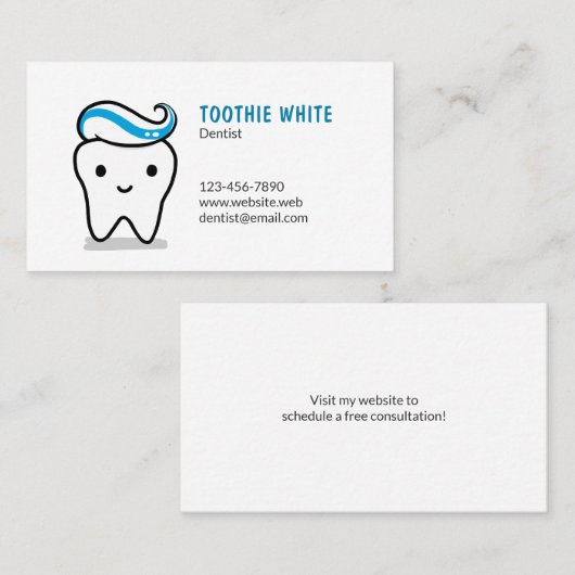 歯科歯磨き粉|のおもしろいの歯科医が付いているかわいい歯 名刺 (正面/裏面)