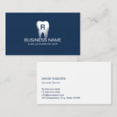 歯科歯科医のモノグラムの歯のイニシャルの濃紺 名刺 (正面/裏面)