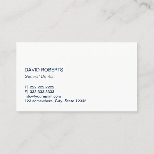 歯科歯科医のモノグラムの歯のイニシャルの濃紺 名刺 (裏面)