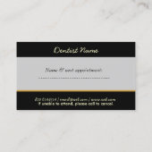 歯科歯科医の口頭心配の白の歯 予約カード (裏面)