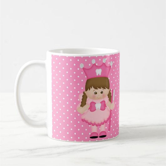 歯科歯科医の歯の妖精のシマウマのかわいいプリンセスの点 コーヒーマグカップ (左)