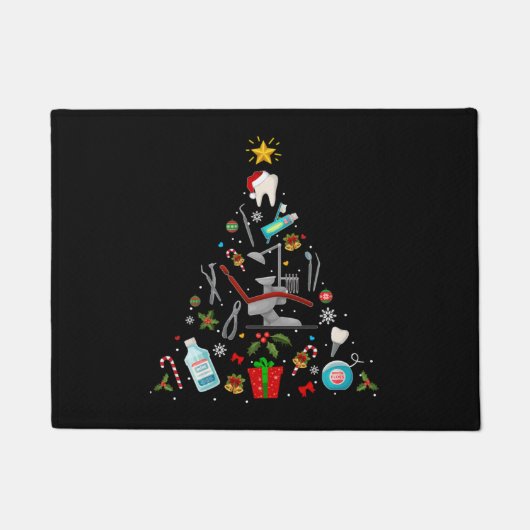 歯科歯科用クリスマスオーナメントツリークリスマスHolida ドアマット (正面)