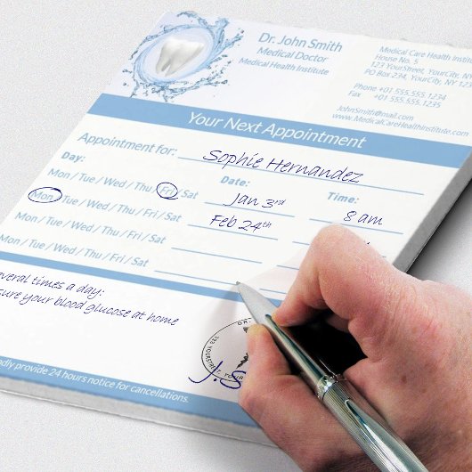 歯科歯科用歯水治療アポイントメント ノートパッド