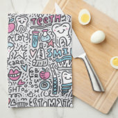 歯科漫画パターン キッチンタオル (四つ折り)