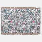 歯科漫画パターン スローブランケット (正面)