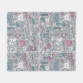 歯科漫画パターン フリースブランケット (正面(横))